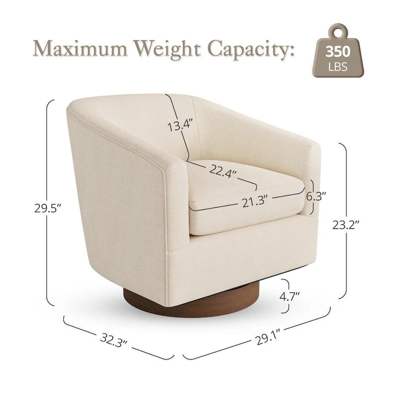 Fauteuil d'appoint pivotant en bois de style moderne pour salon