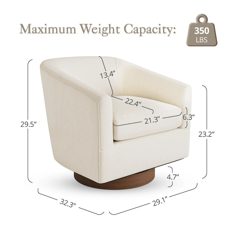 Fauteuil d'appoint pivotant en bois de style moderne pour salon
