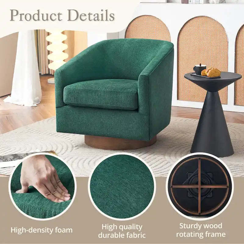 Fauteuil d'appoint pivotant en bois de style moderne pour salon