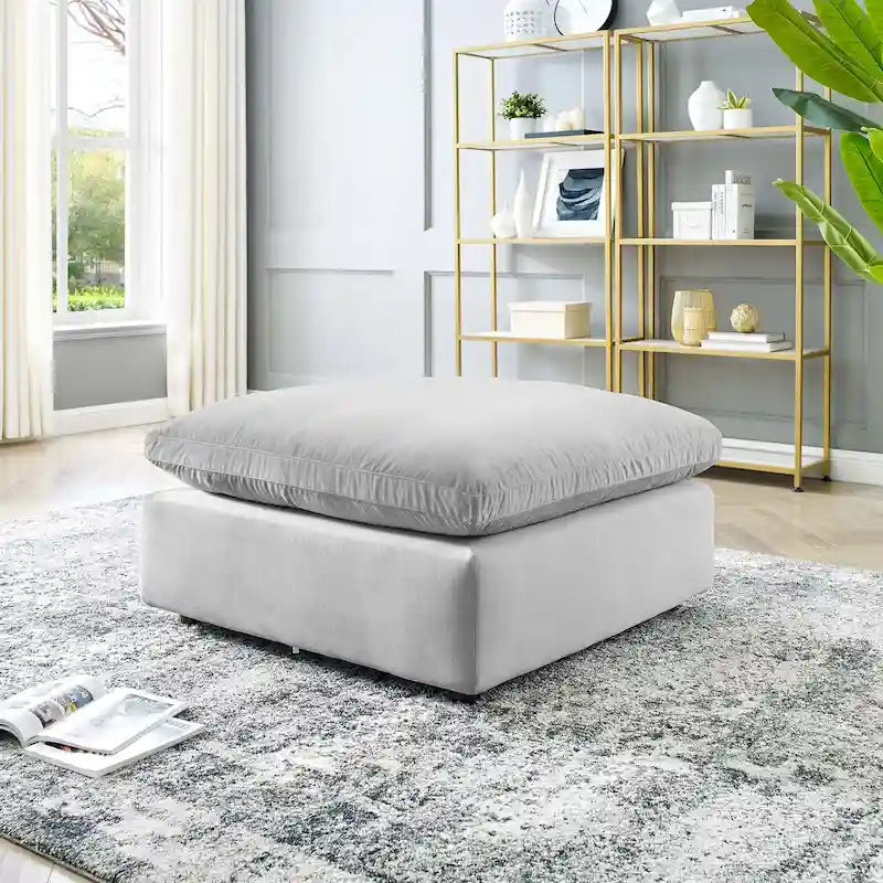 Ottoman en velours haute performance surdimensionné rempli de duvet
