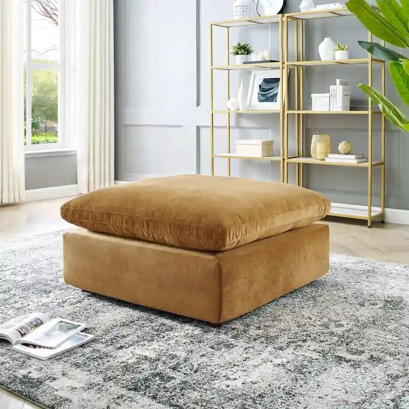 Ottoman en velours haute performance surdimensionné rempli de duvet