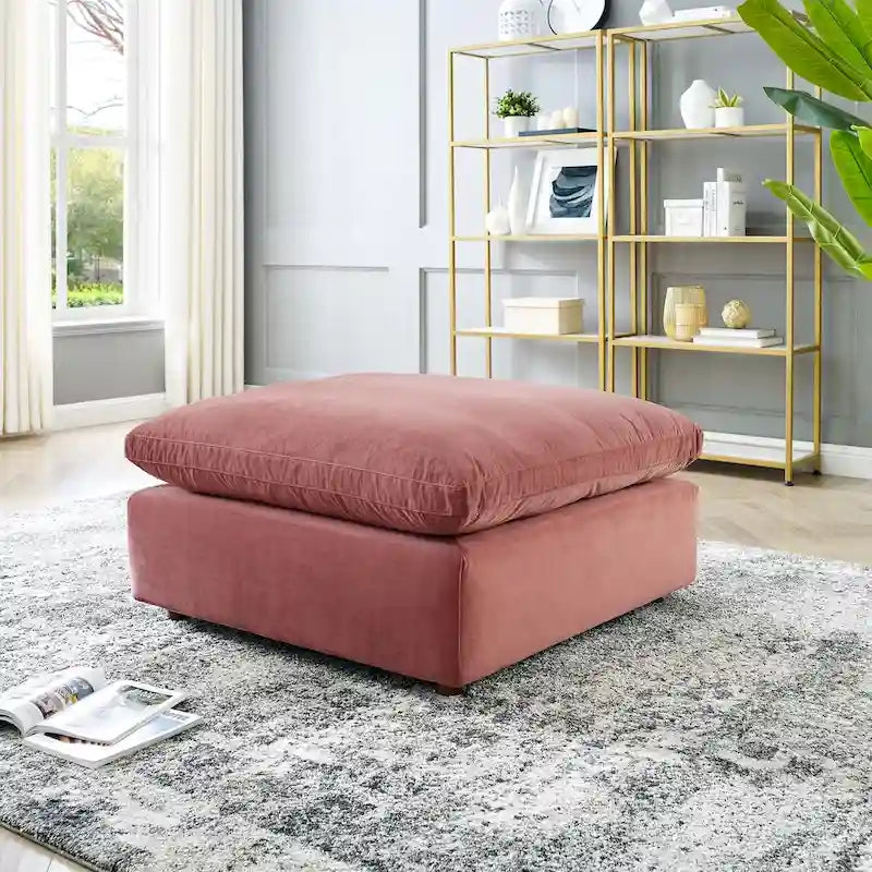 Ottoman en velours haute performance surdimensionné rempli de duvet