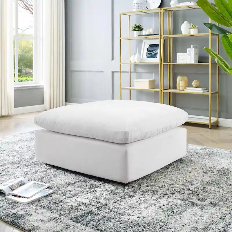 Ottoman en velours haute performance surdimensionné rempli de duvet