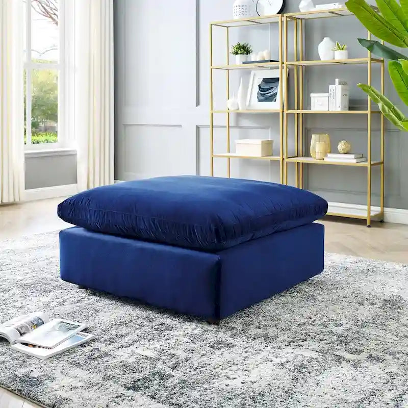 Ottoman en velours haute performance surdimensionné rempli de duvet