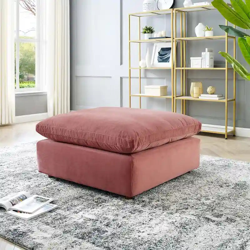 Ottoman en velours haute performance surdimensionné rempli de duvet