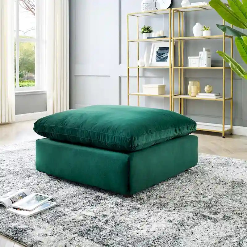 Ottoman en velours haute performance surdimensionné rempli de duvet