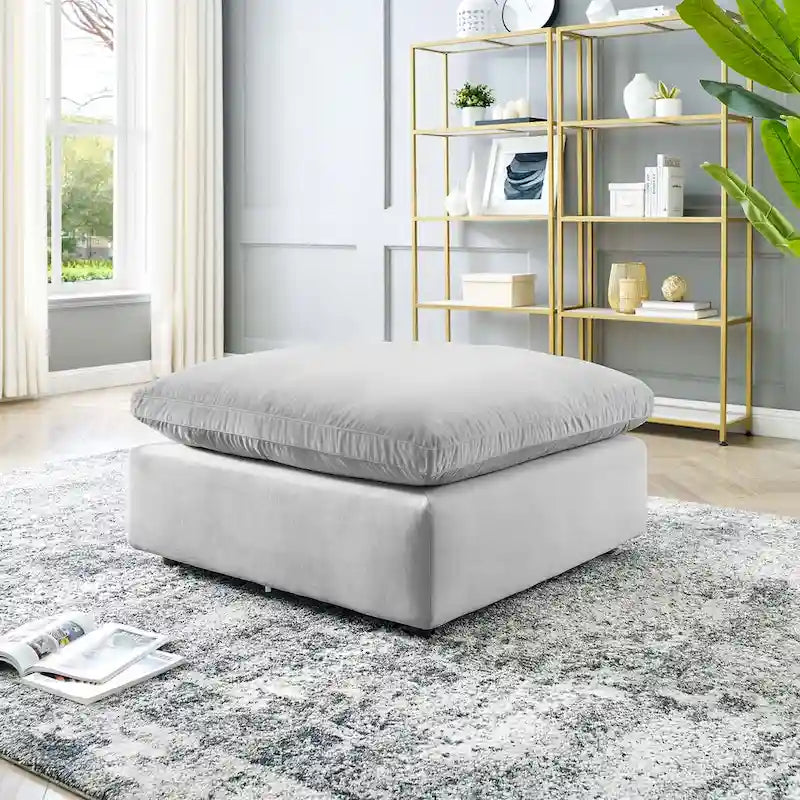 Ottoman en velours haute performance surdimensionné rempli de duvet
