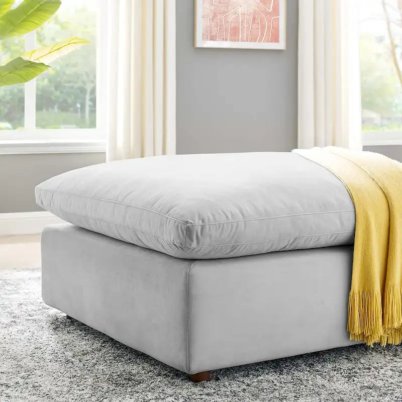 Ottoman en velours haute performance surdimensionné rempli de duvet