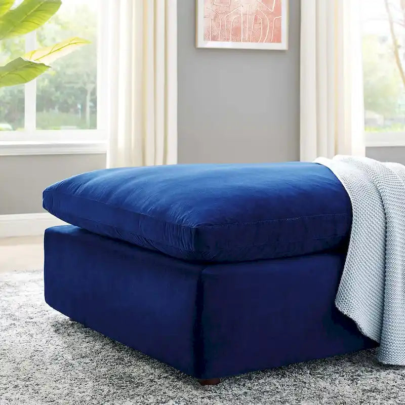 Ottoman en velours haute performance surdimensionné rempli de duvet