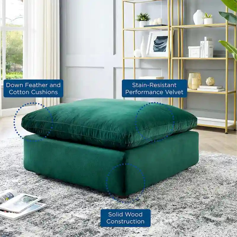 Ottoman en velours haute performance surdimensionné rempli de duvet