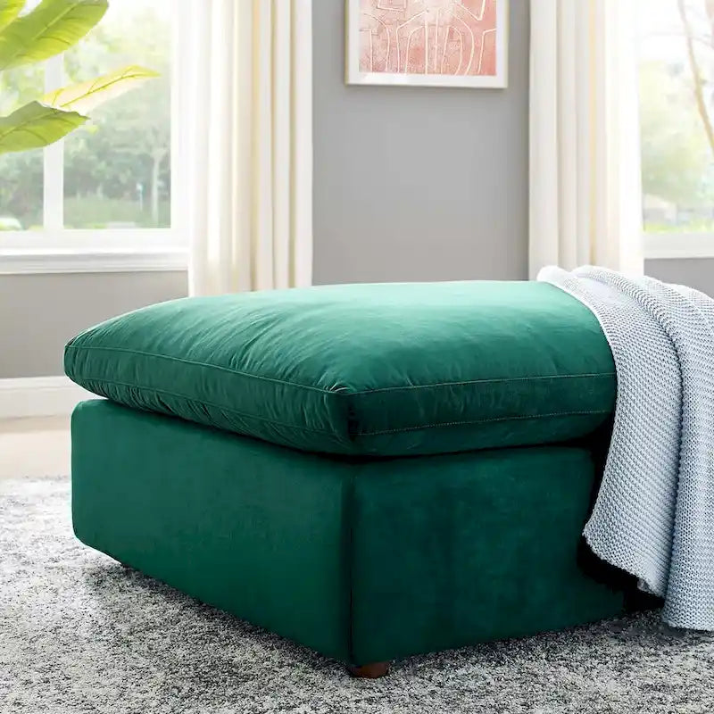 Ottoman en velours haute performance surdimensionné rempli de duvet