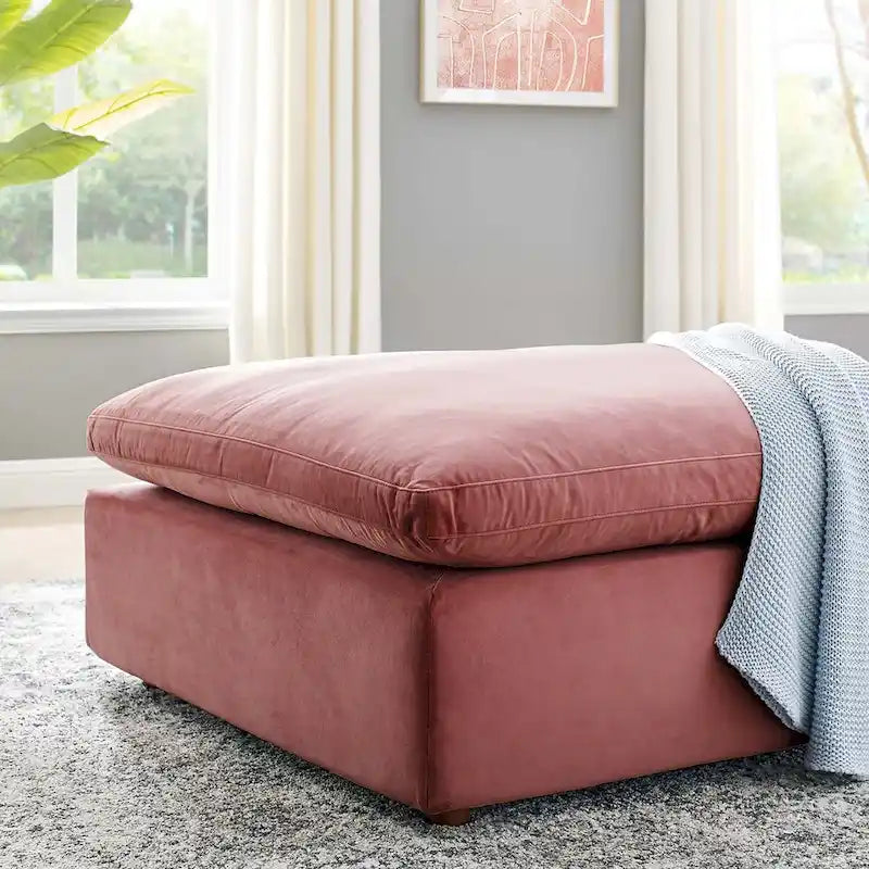 Ottoman en velours haute performance surdimensionné rempli de duvet