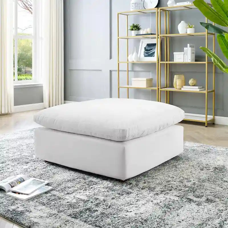 Ottoman en velours haute performance surdimensionné rempli de duvet