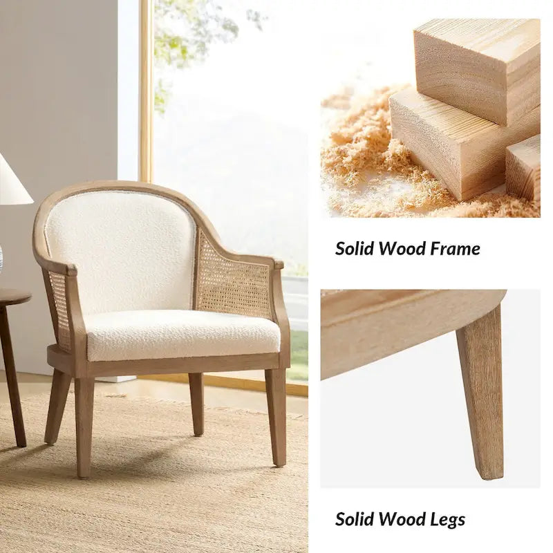 Fauteuil en rotin de ferme en bois massif avec pieds en bois massif