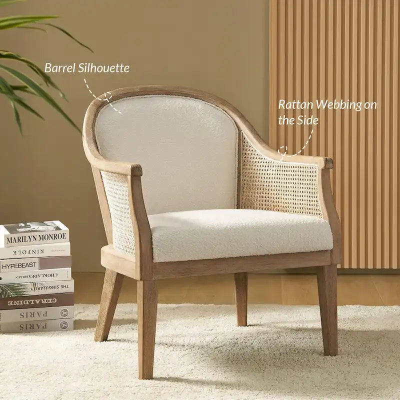 Fauteuil en rotin de ferme en bois massif avec pieds en bois massif