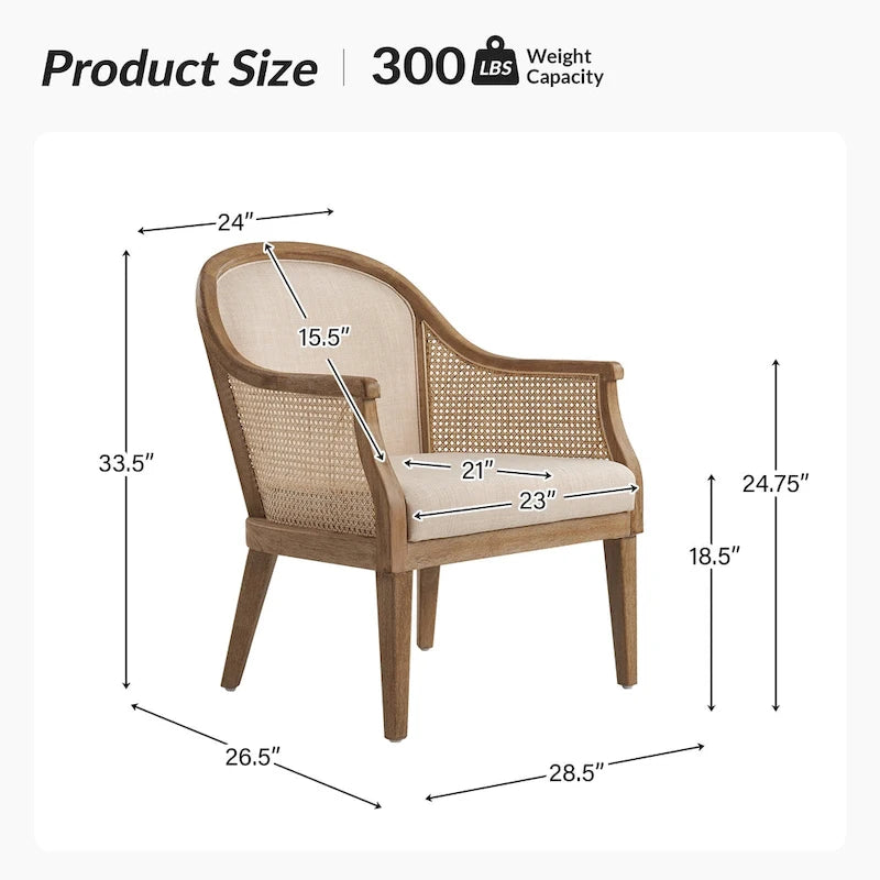 Fauteuil en rotin de ferme en bois massif avec pieds en bois massif