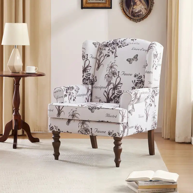 Fauteuil d'appoint avec pieds tournés Bleu/Beige/Gris