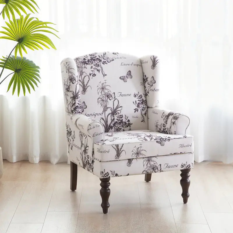 Fauteuil d'appoint avec pieds tournés Bleu/Beige/Gris