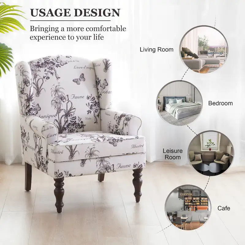 Fauteuil d'appoint avec pieds tournés Bleu/Beige/Gris