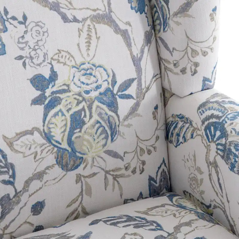 Fauteuil d'appoint avec pieds tournés Bleu/Beige/Gris