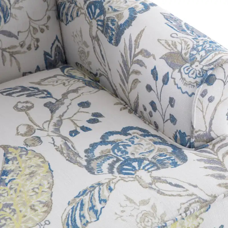 Fauteuil d'appoint avec pieds tournés Bleu/Beige/Gris