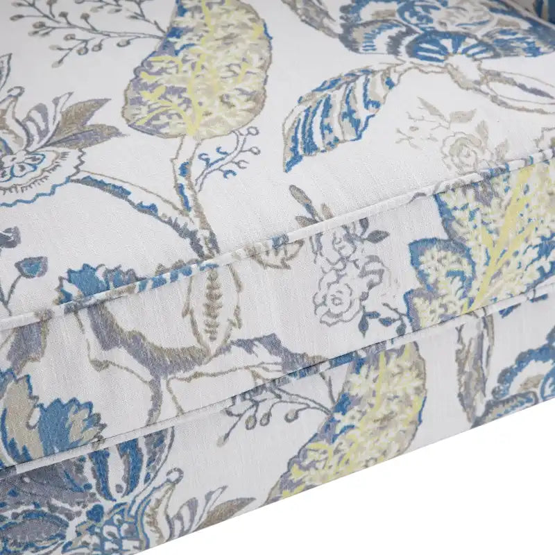 Fauteuil d'appoint avec pieds tournés Bleu/Beige/Gris