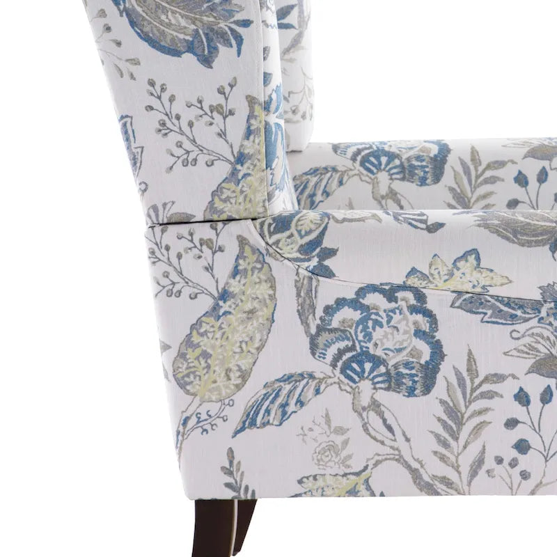 Fauteuil d'appoint avec pieds tournés Bleu/Beige/Gris
