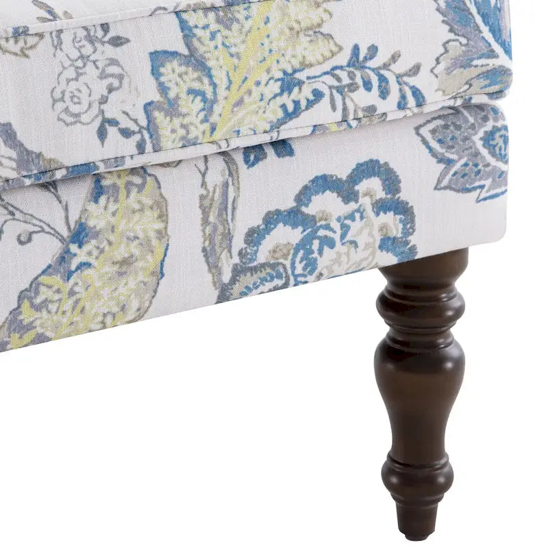 Fauteuil d'appoint avec pieds tournés Bleu/Beige/Gris