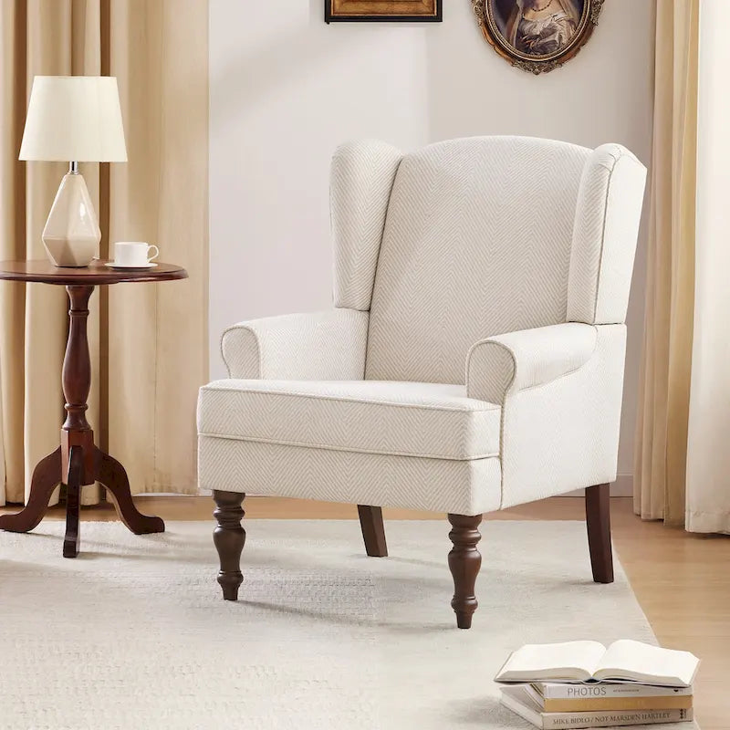 Fauteuil d'appoint avec pieds tournés Bleu/Beige/Gris