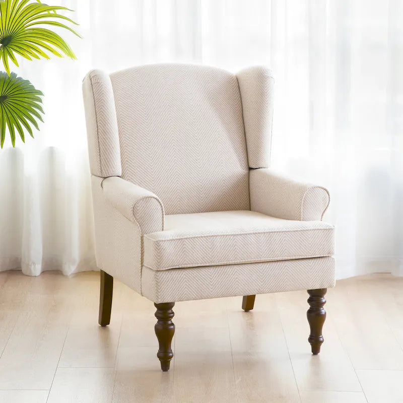 Fauteuil d'appoint avec pieds tournés Bleu/Beige/Gris