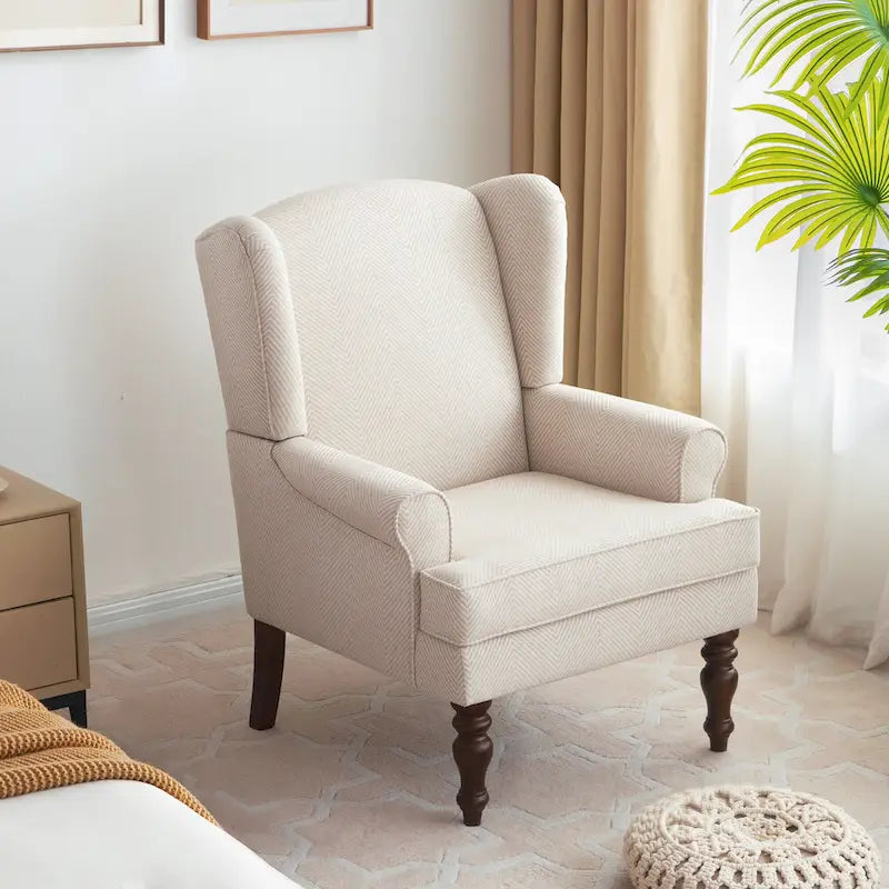 Fauteuil d'appoint avec pieds tournés Bleu/Beige/Gris