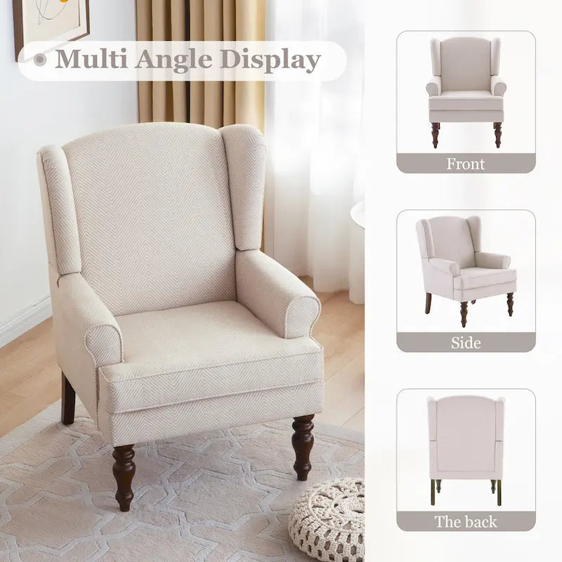 Fauteuil d'appoint avec pieds tournés Bleu/Beige/Gris