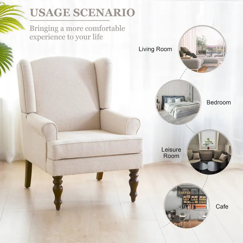 Fauteuil d'appoint avec pieds tournés Bleu/Beige/Gris